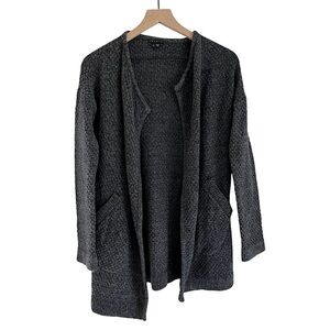 Theory Wool Women’s Open Front Pocket Sweater Cardigan in Dark‎ Grey Size Small